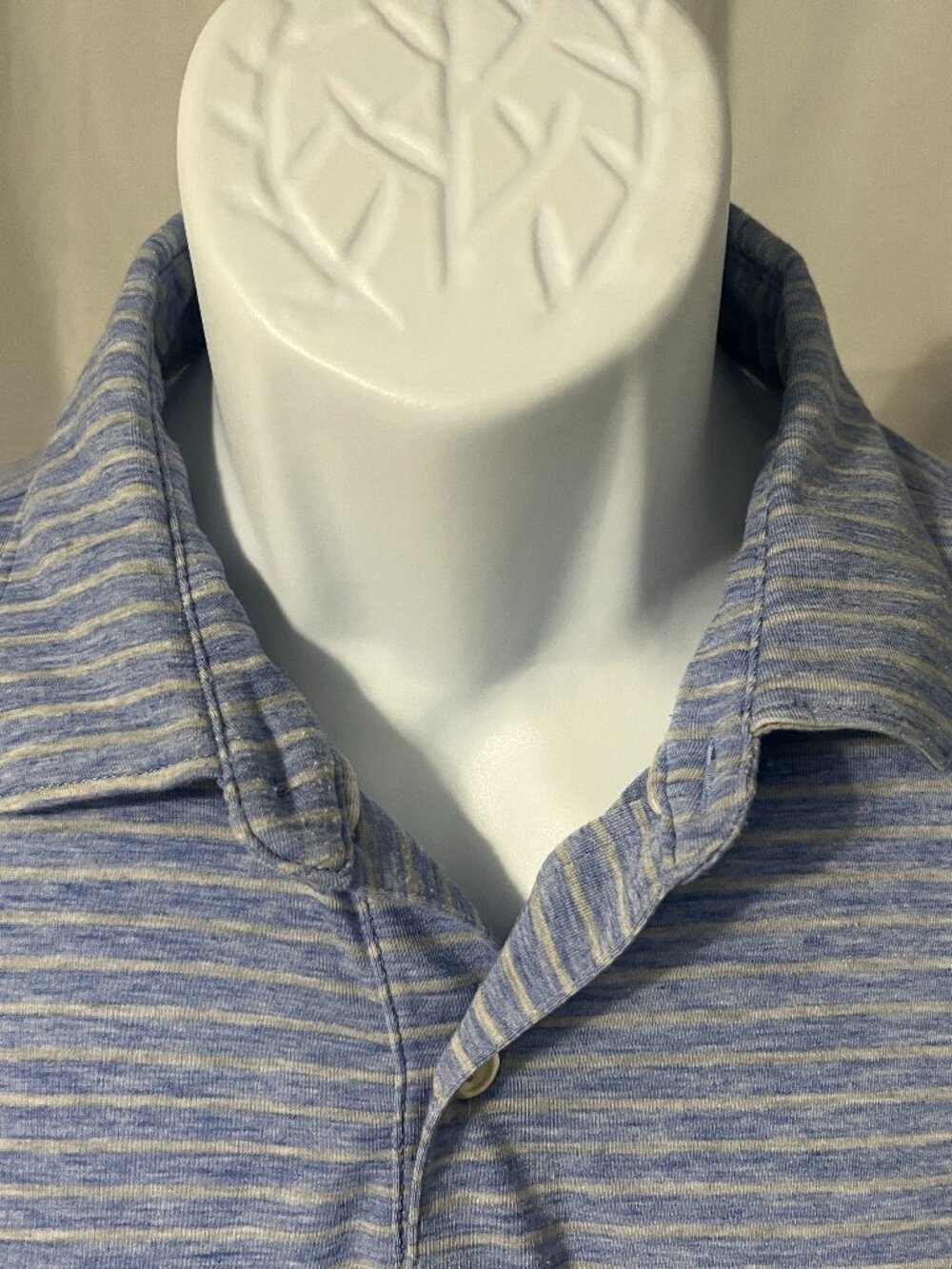 Peter Millar 🏌️ Men's M Purple Gray Striped Performance Golf Polo Shirt ⛳